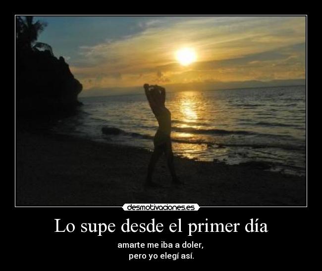 Lo supe desde el primer día - amarte me iba a doler, 
pero yo elegí así.
