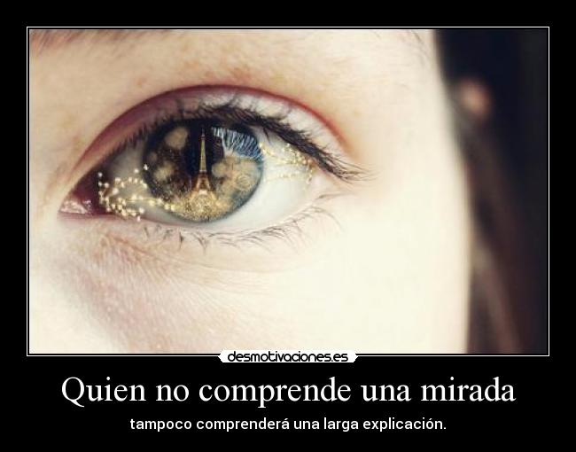 Quien no comprende una mirada - tampoco comprenderá una larga explicación.