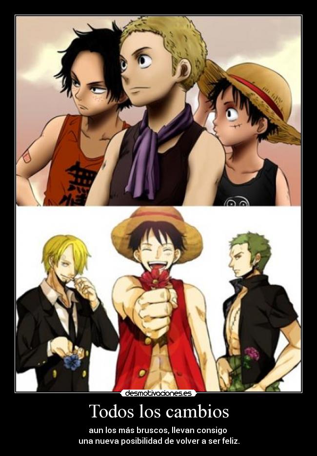 carteles onepiece anime frases cambios desmotivaciones