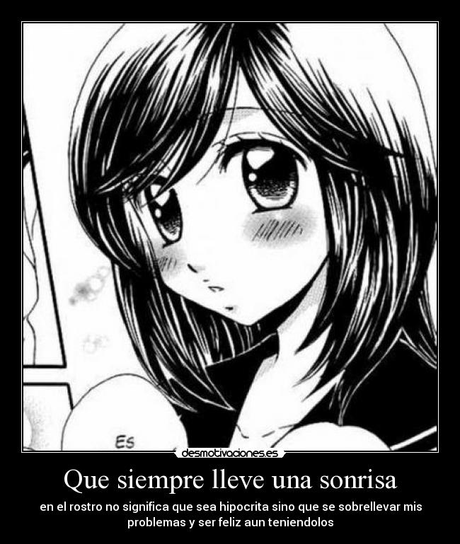 carteles sonrisa anime chica sonrisa makko yuri optimismo desmotivaciones