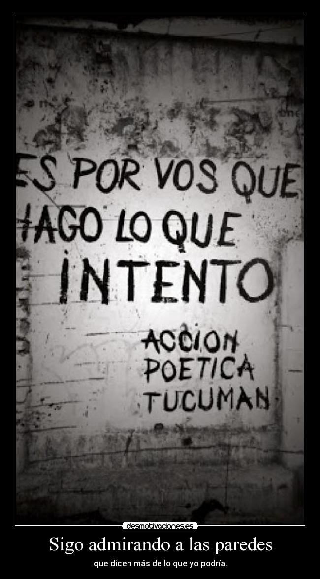 Sigo admirando a las paredes - que dicen más de lo que yo podría.