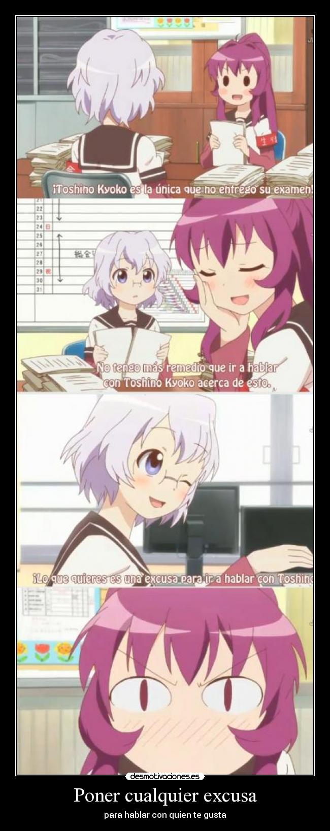 carteles anime shinigamisempai yuruyuri yuru yuri poner cualquier excusa tuve mal dia asi que jodan desmotivaciones