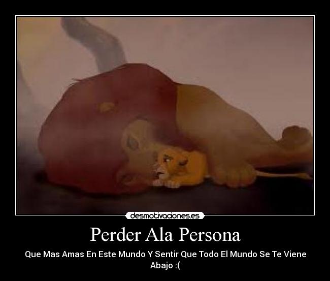 Perder Ala Persona - Que Mas Amas En Este Mundo Y Sentir Que Todo El Mundo Se Te Viene Abajo :(