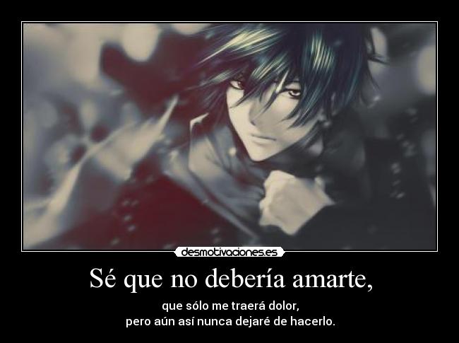 Sé que no debería amarte, - que sólo me traerá dolor,
pero aún así nunca dejaré de hacerlo.