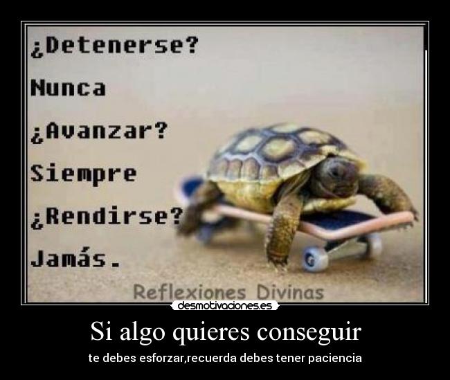 Si algo quieres conseguir - te debes esforzar,recuerda debes tener paciencia
