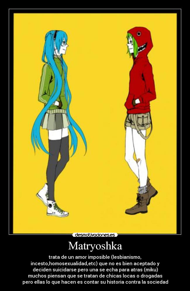 carteles miku hatsune gumi megpoid vocaloid matryoshka otaku muwigaraklan desmotivaciones