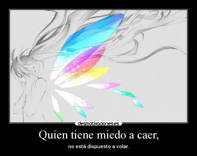 carteles miedo miku hatsune alas vocaloid miedo caer volar colores desmotivaciones