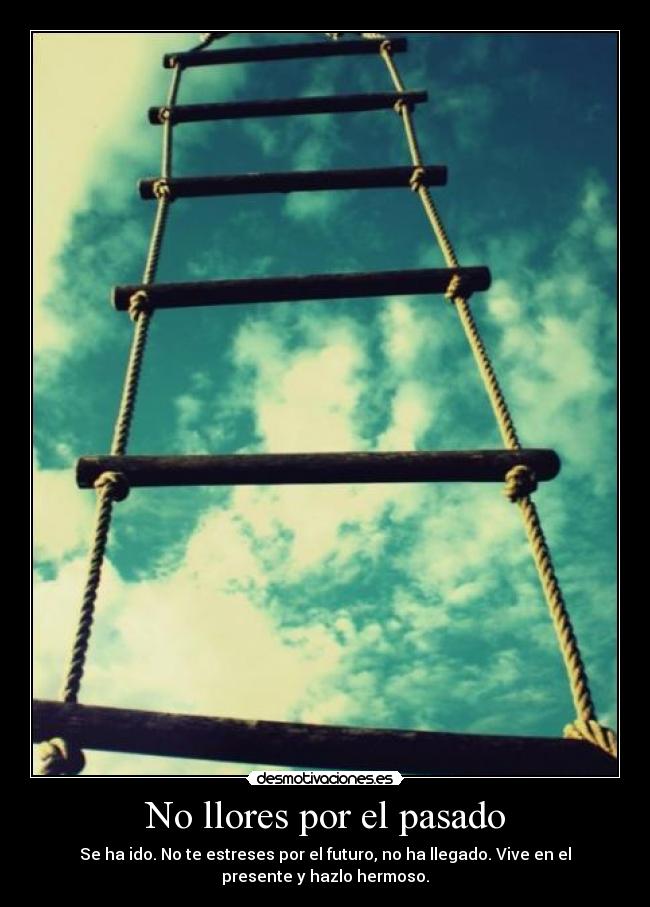 No llores por el pasado - Se ha ido. No te estreses por el futuro, no ha llegado. Vive en el
presente y hazlo hermoso.