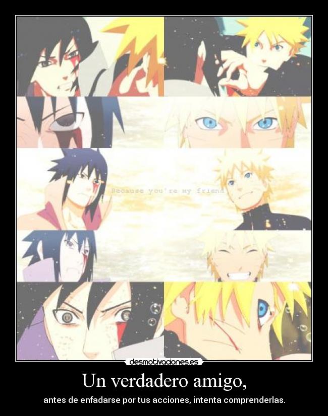 Un verdadero amigo, - antes de enfadarse por tus acciones, intenta comprenderlas.