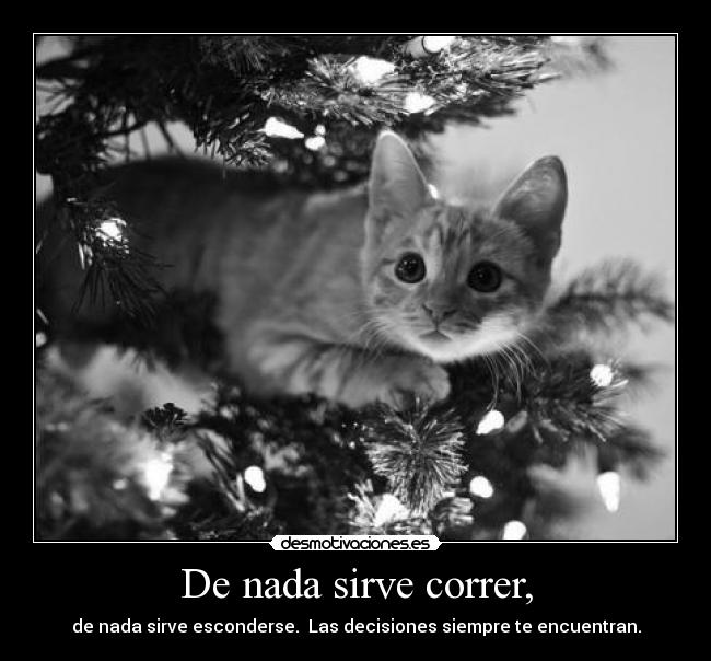 De nada sirve correr, - de nada sirve esconderse. Las decisiones siempre te encuentran.