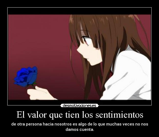El valor que tien los sentimientos - de otra persona hacia nosotros es algo de lo que muchas veces no nos damos cuenta.