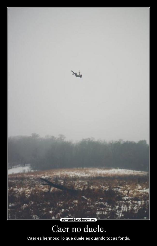 Caer no duele. - Caer es hermoso, lo que duele es cuando tocas fondo.
