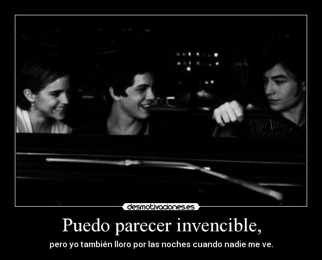 carteles adolescencia dolor lasventajasdeserunmarginado invencible esperanza llorar nadie noches loganlerman desmotivaciones