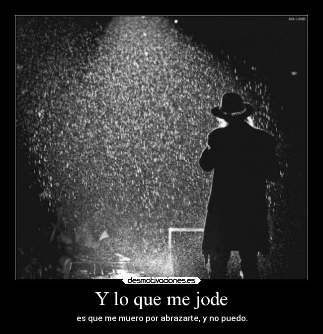 Y lo que me jode - es que me muero por abrazarte, y no puedo.