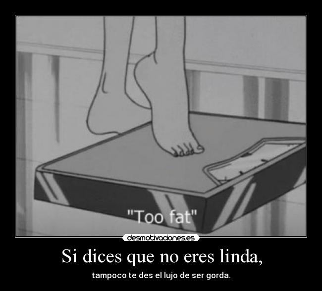 Si dices que no eres linda, - tampoco te des el lujo de ser gorda.