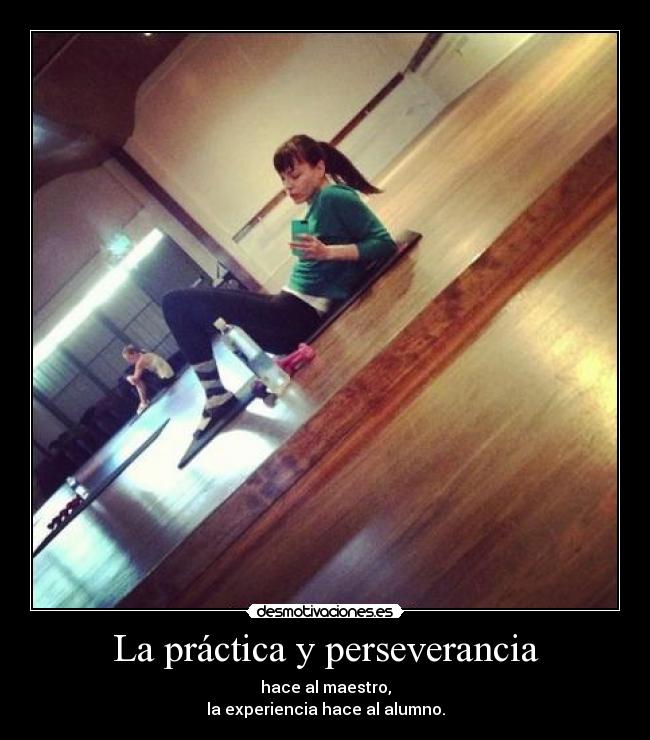 La práctica y perseverancia - hace al maestro,
la experiencia hace al alumno.