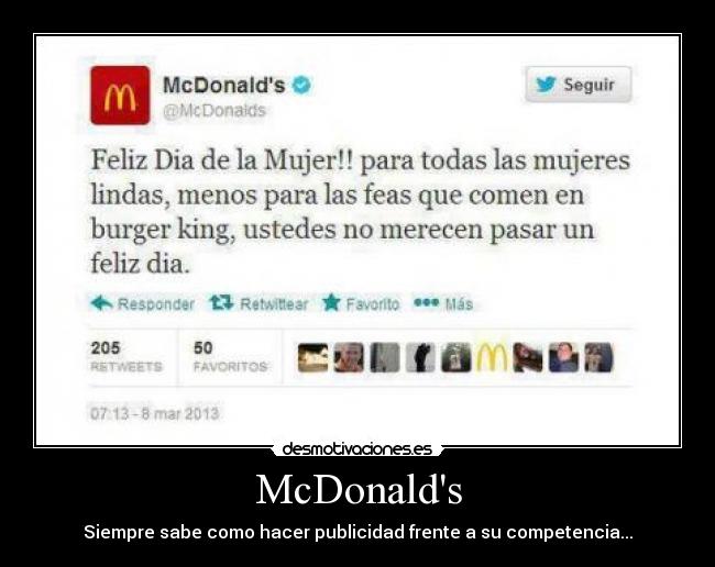 McDonalds - Siempre sabe como hacer publicidad frente a su competencia...
