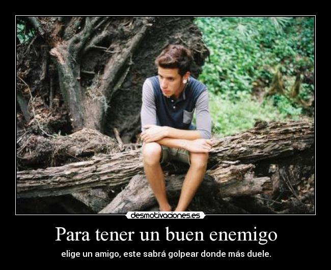 Para tener un buen enemigo - elige un amigo, este sabrá golpear donde más duele.
