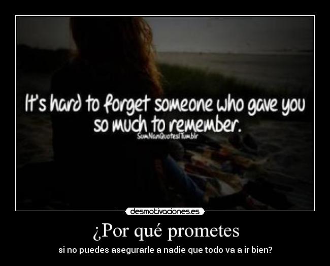 ¿Por qué prometes - si no puedes asegurarle a nadie que todo va a ir bien?