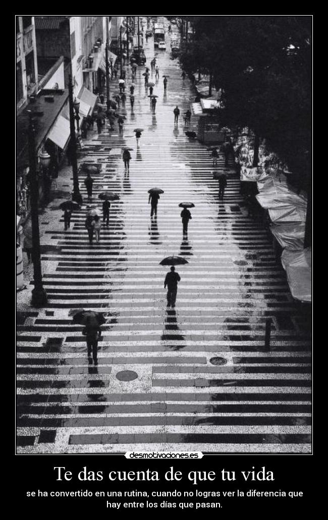 Te das cuenta de que tu vida -