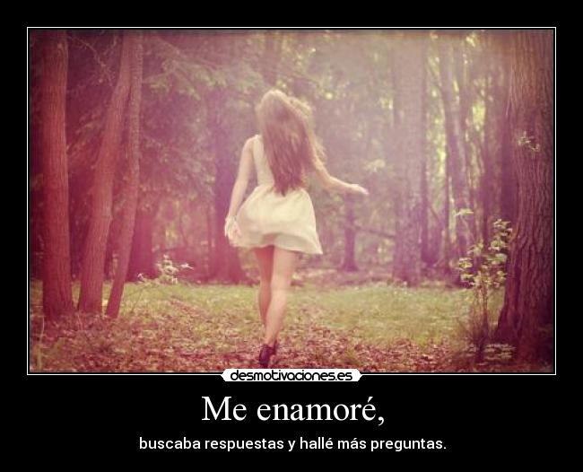 Me enamoré, - buscaba respuestas y hallé más preguntas.