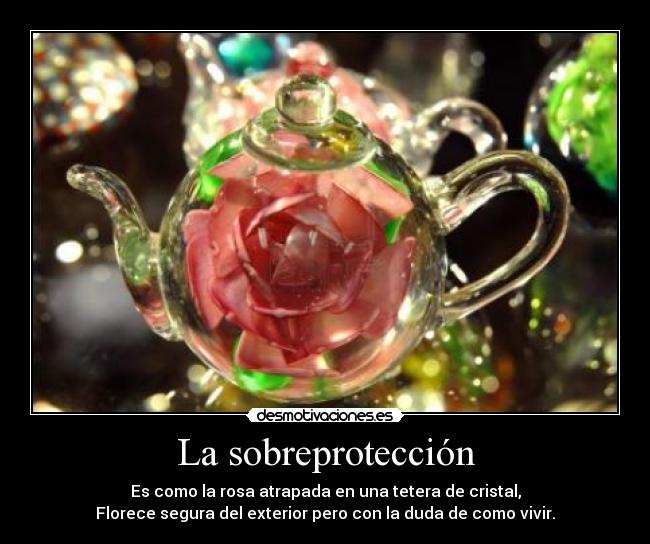 La sobreprotección - Es como la rosa atrapada en una tetera de cristal,
Florece segura del exterior pero con la duda de como vivir.