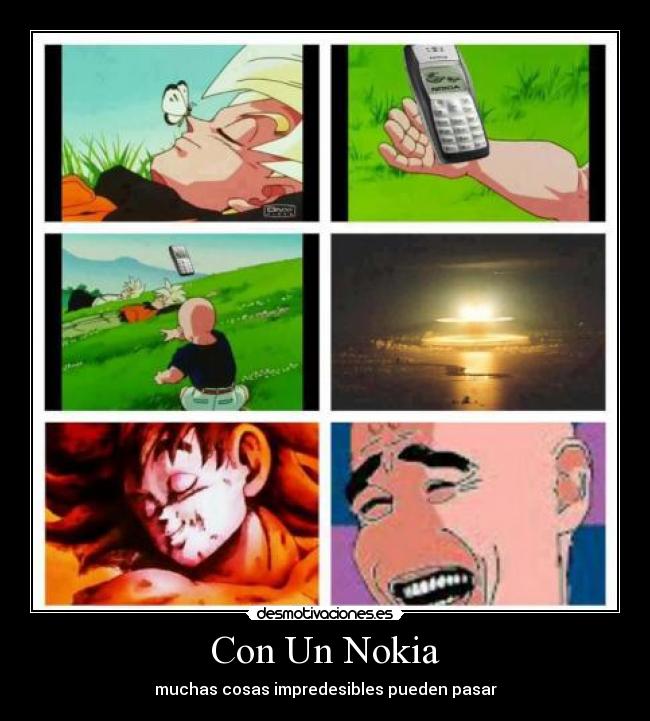 carteles nokia dbz goku desmotivaciones