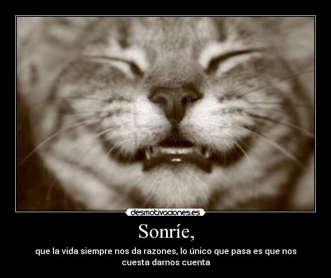 Sonríe, - que la vida siempre nos da razones, lo único que pasa es que nos
cuesta darnos cuenta