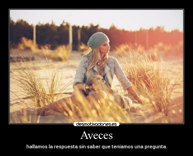 Aveces - hallamos la respuesta sin saber que teníamos una pregunta.