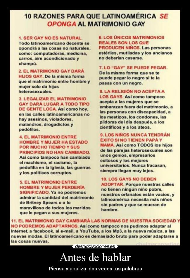 Antes de hablar - Piensa y analiza  dos veces tus palabras