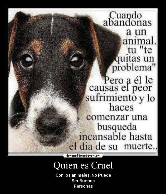 Quien es Cruel - Con los animales, No Puede
 Ser Buenas 
Personas