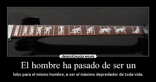 El hombre ha pasado de ser un - lobo para el mismo hombre, a ser el máximo depredador de toda vida.