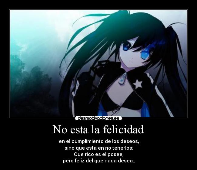 carteles felicidad anime black rock shooter los deseos son felicidad desmotivaciones