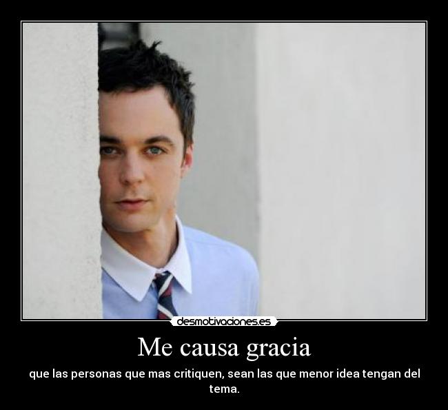 Me causa gracia - que las personas que mas critiquen, sean las que menor idea tengan del tema.