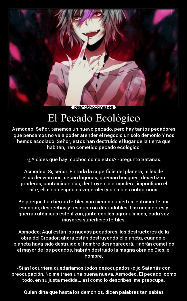 carteles asmodeo pecado capital pereza lujuria ecologico ambiente belphegor belfegor demonio anime satanas desmotivaciones