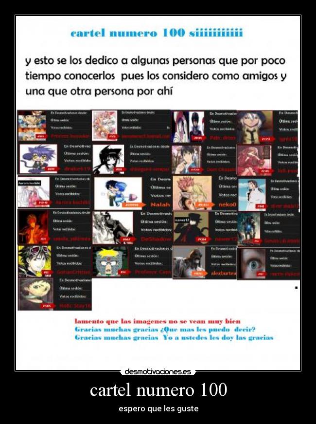 cartel numero 100 -