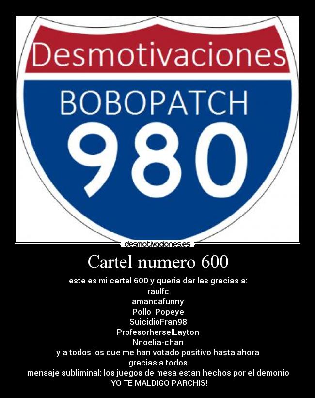 Cartel numero 600 - 