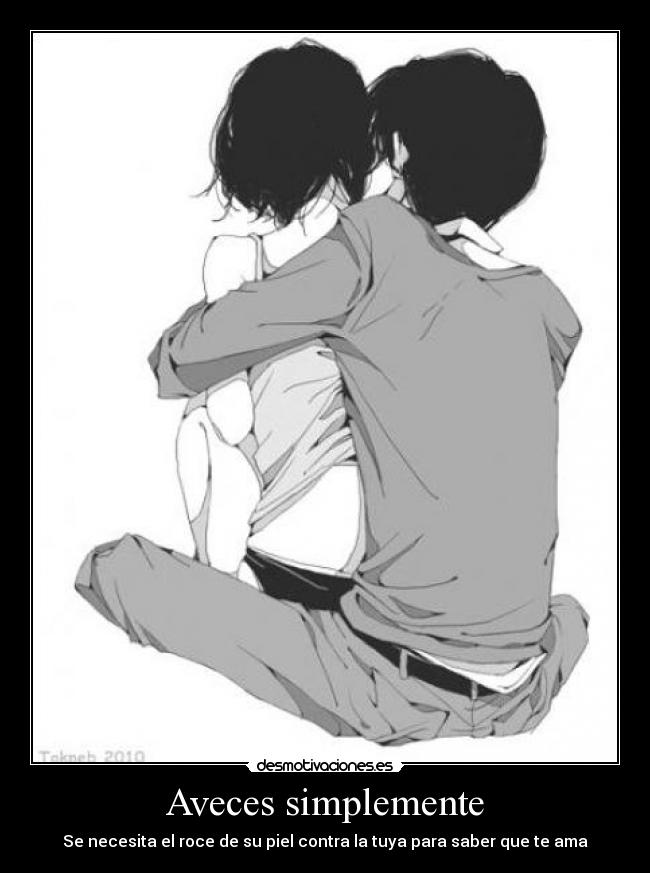 carteles anime love abrazo desmotivaciones