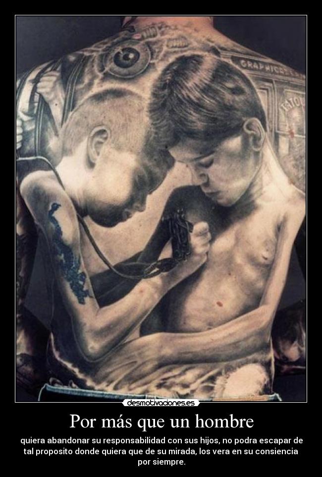 Por más que un hombre - quiera abandonar su responsabilidad con sus hijos, no podra escapar de
tal proposito donde quiera que de su mirada, los vera en su consiencia
por siempre.