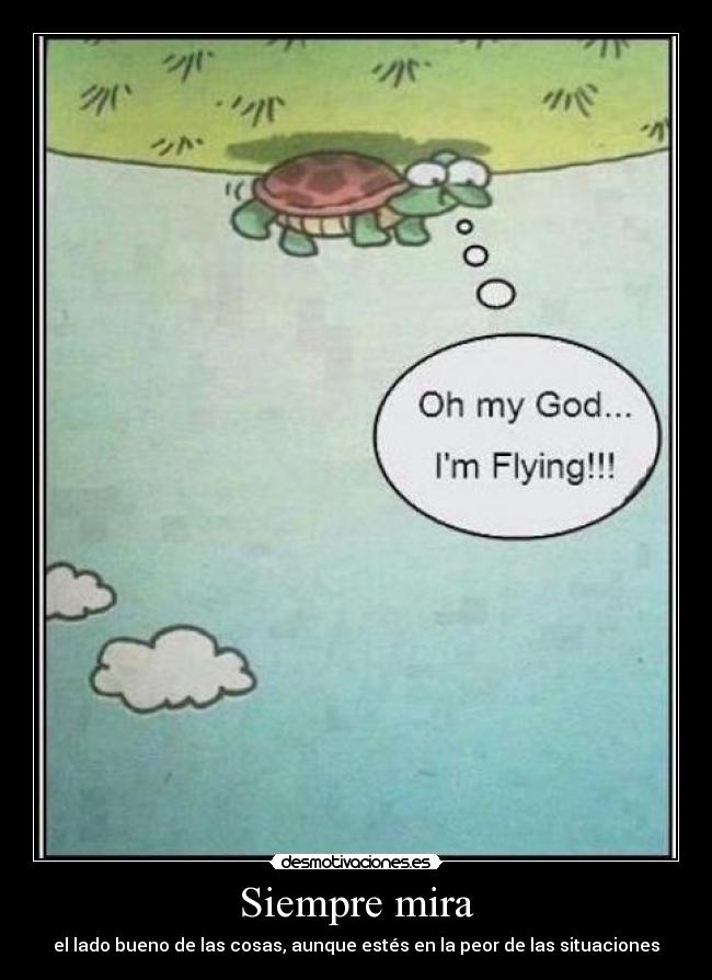 Siempre mira - el lado bueno de las cosas, aunque estés en la peor de las situaciones