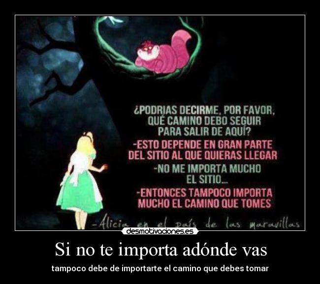 carteles aliciaenelpaisdelasmaravillas cheshire gatossonriente camino desmotivaciones