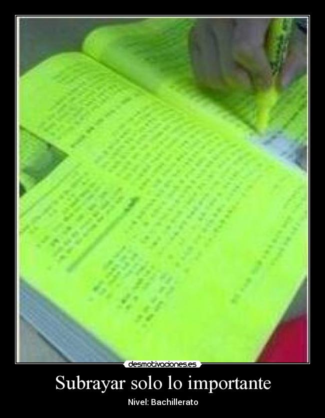 Subrayar solo lo importante - Nivel: Bachillerato