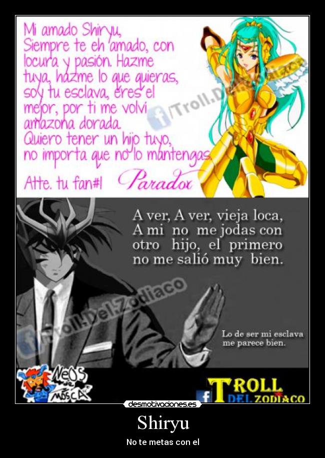 carteles saint seiya omega shiryu dragon libra paradox geminis desmotivaciones