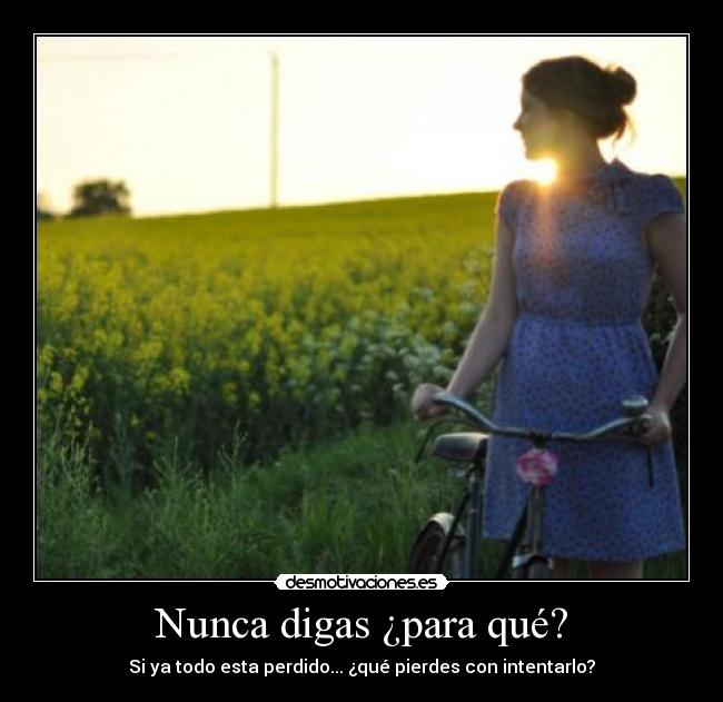 Nunca digas ¿para qué? - Si ya todo esta perdido... ¿qué pierdes con intentarlo?