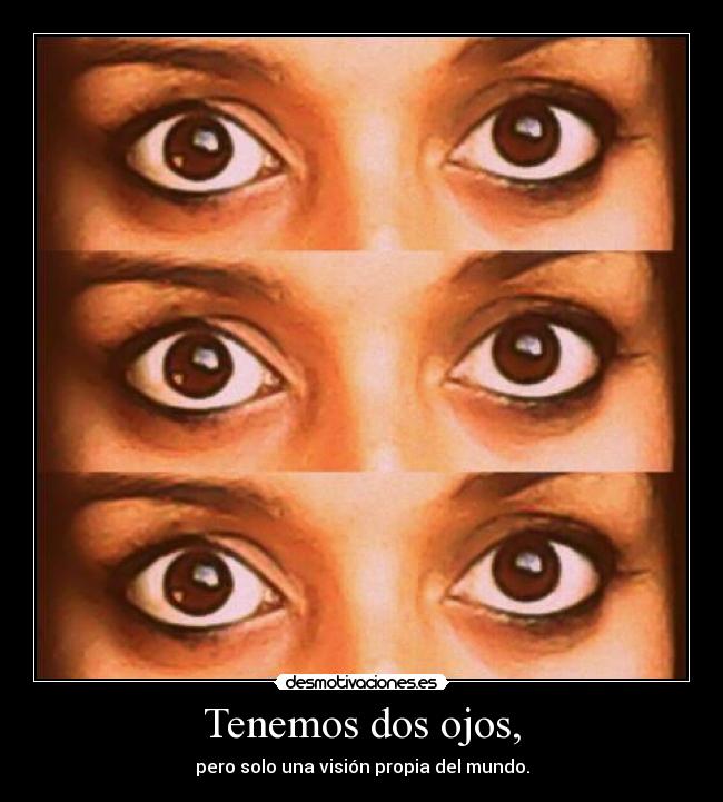 Tenemos dos ojos, - pero solo una visión propia del mundo.