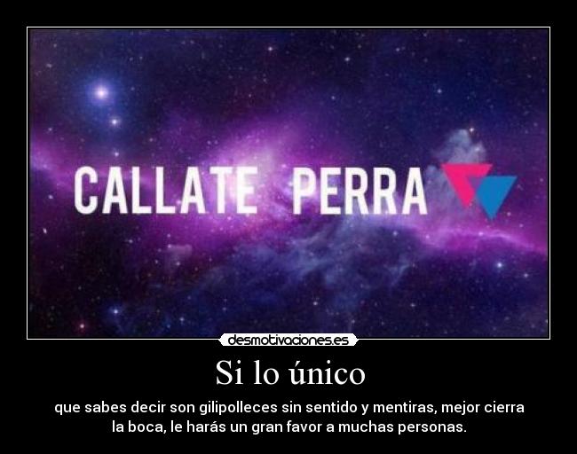 Si lo único - que sabes decir son gilipolleces sin sentido y mentiras, mejor cierra
la boca, le harás un gran favor a muchas personas.