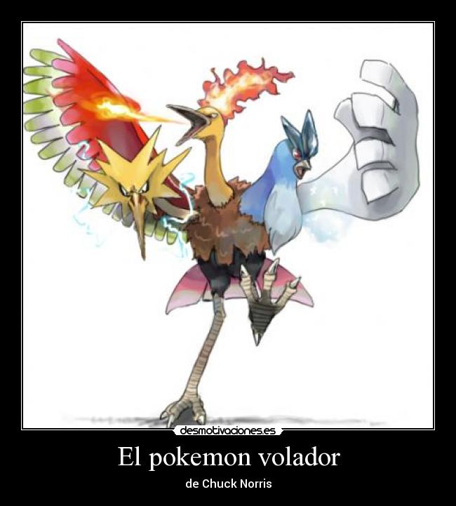 carteles pokemon pokemon chuck norris articuno zapdos moltres lugia que hace dodrio ahi desmotivaciones