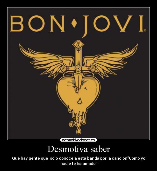 Desmotiva saber - Que hay gente que solo conoce a esta banda por la canciónComo yo
nadie te ha amado