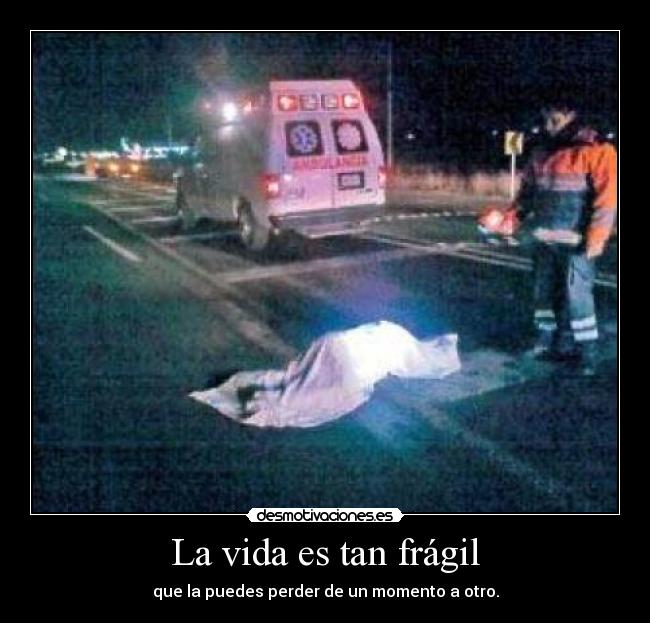 La vida es tan frágil - que la puedes perder de un momento a otro.