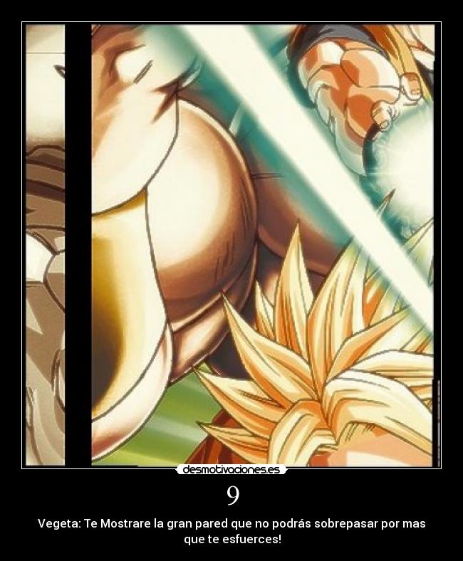 9 - Vegeta: Te Mostrare la gran pared que no podrás sobrepasar por mas
que te esfuerces!